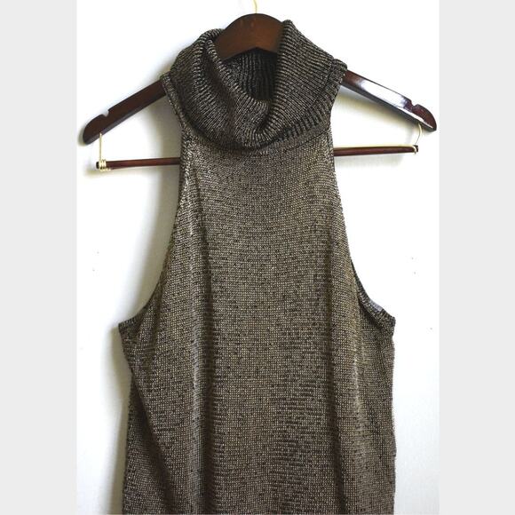 GUESS  Women's Metallic Sleeveless Ribbed Turtle Neck Sweater Size XL - Picture 2 of 6